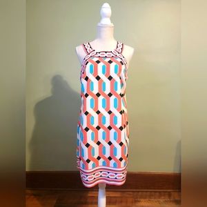 Crown and Ivy Orange and Teal Summer Dress Size 12 Sheath